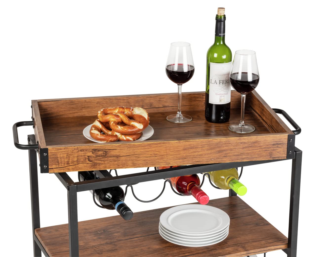 Wenko Rustico carrello cucina nero marrone 3 ripiani 80 cm