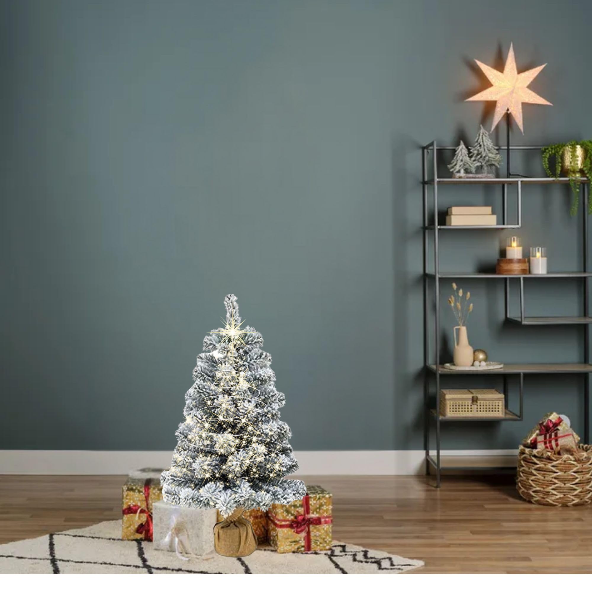 Cecaro Group Albero Innevato 60 cm 50 Punte LED Juta