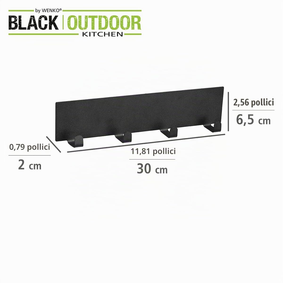 Wenko Black Outdoor Kitchen Ima portautensili magnetico nero
