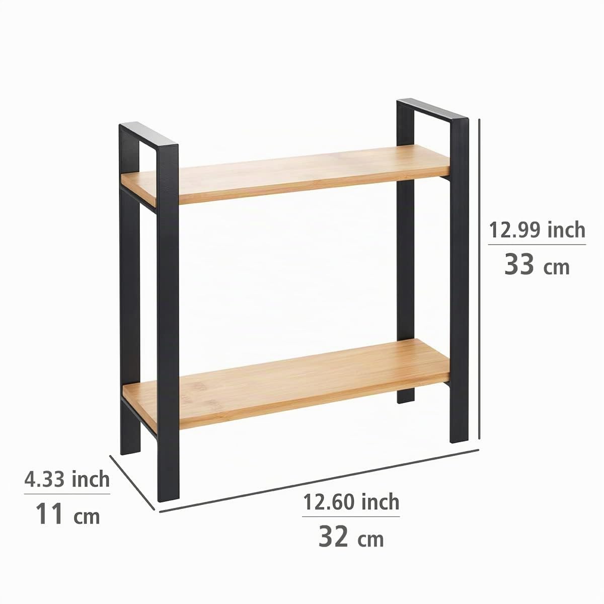 Wenko Lou scaffale cucina 2 ripiani nero bambù 32x33x11