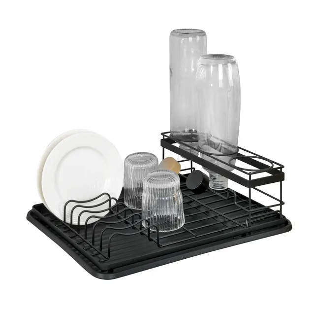 Wenko Amy scolapiatti con portabottiglie nero 3 pezzi
