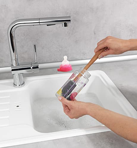 Wenko Hollie spazzola bottiglie silicone grigia 30 cm legno