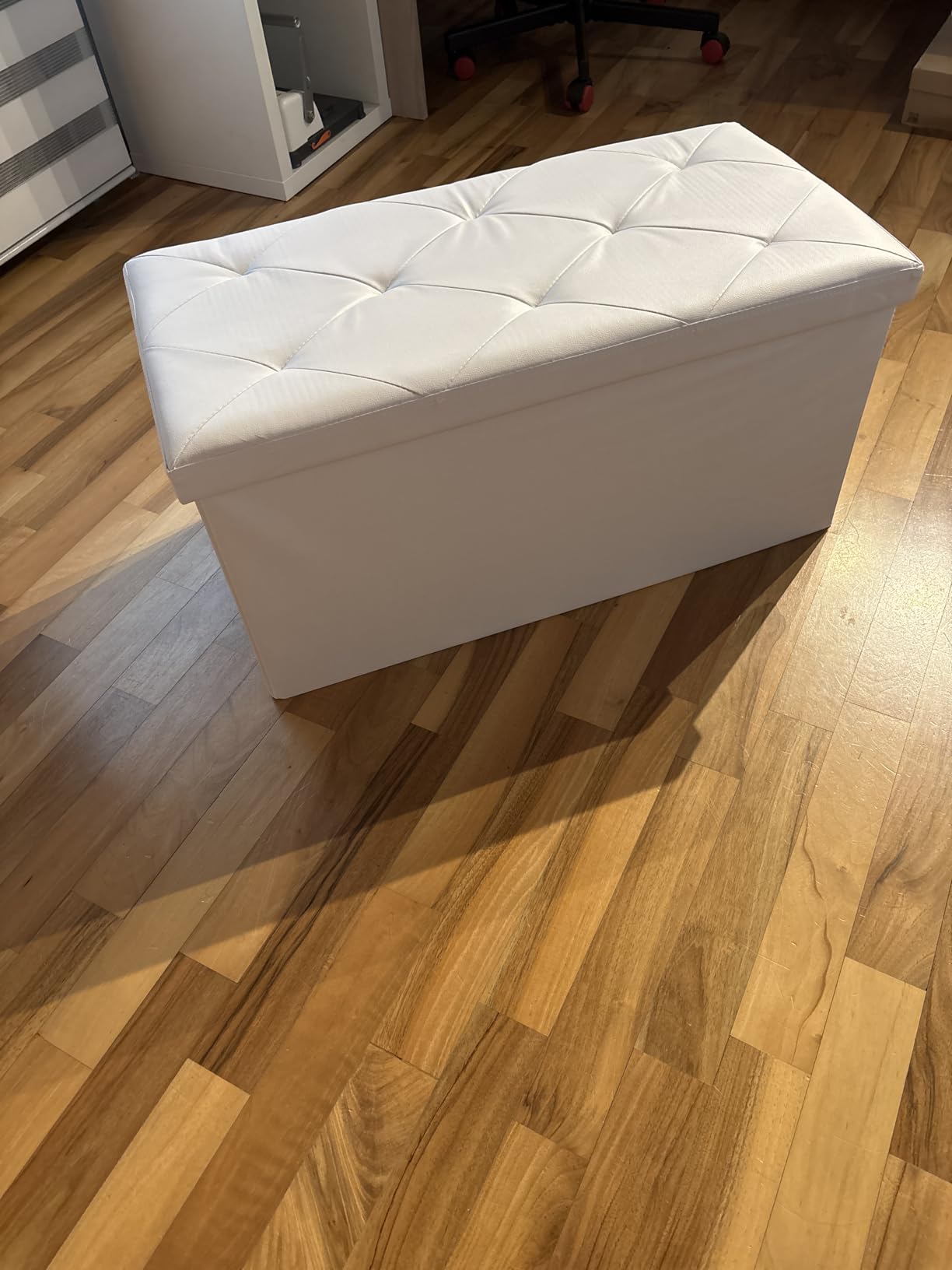 Vanity Pouf Contenitore Trapuntato 76x38 Beige Ecopelle