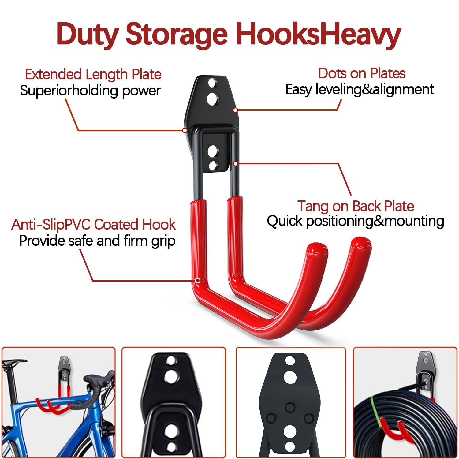 3-H ganci da garage 10 pezzi acciaio 42 kg