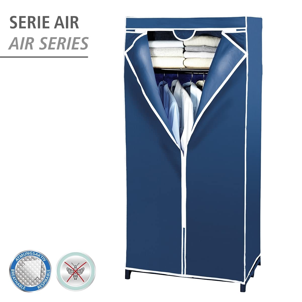 Wenko Air armadio in tessuto con ripiano 75x160x50 cm blu