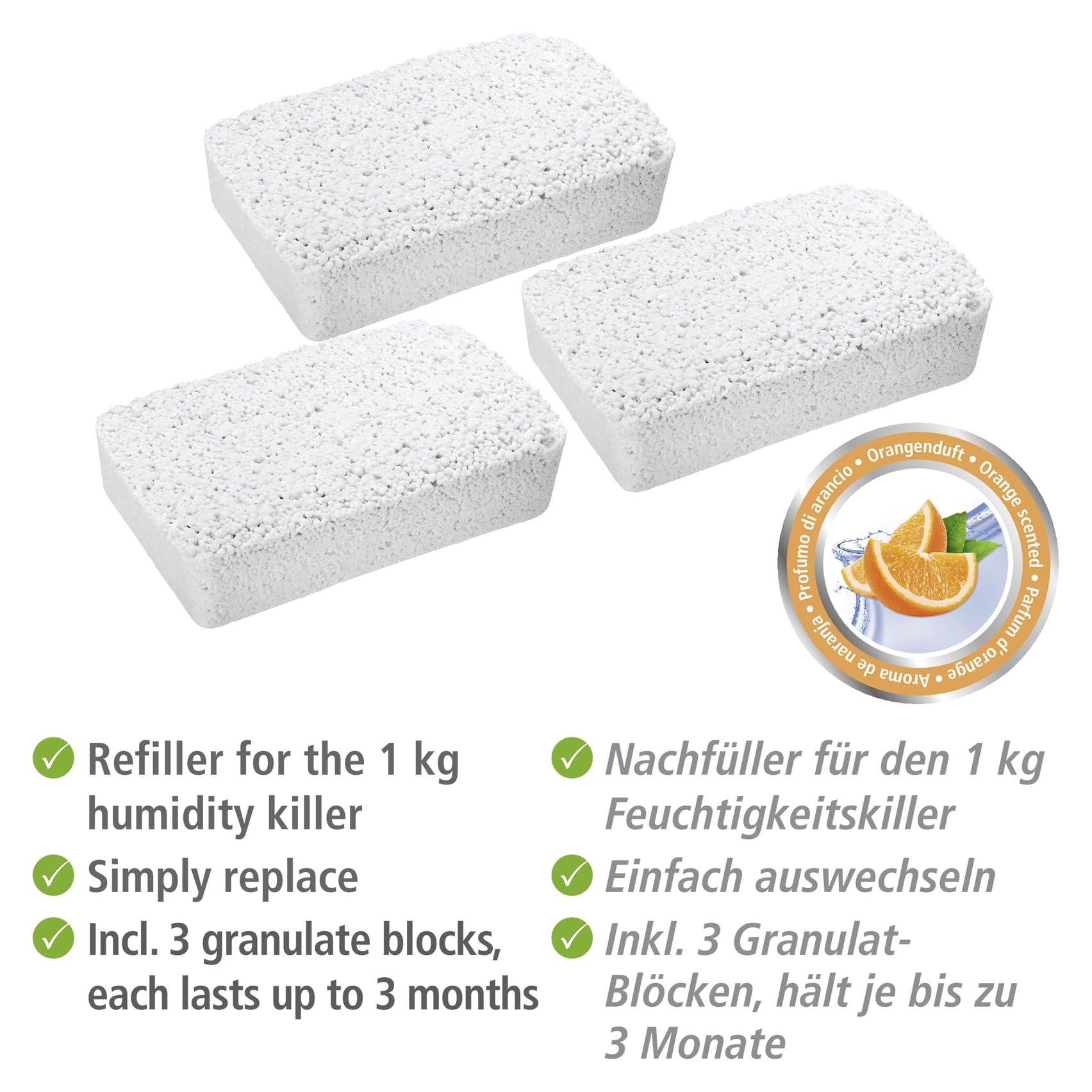 Wenko Ricarica Deumidificatore 3 x 1 kg granuli senza elettricita