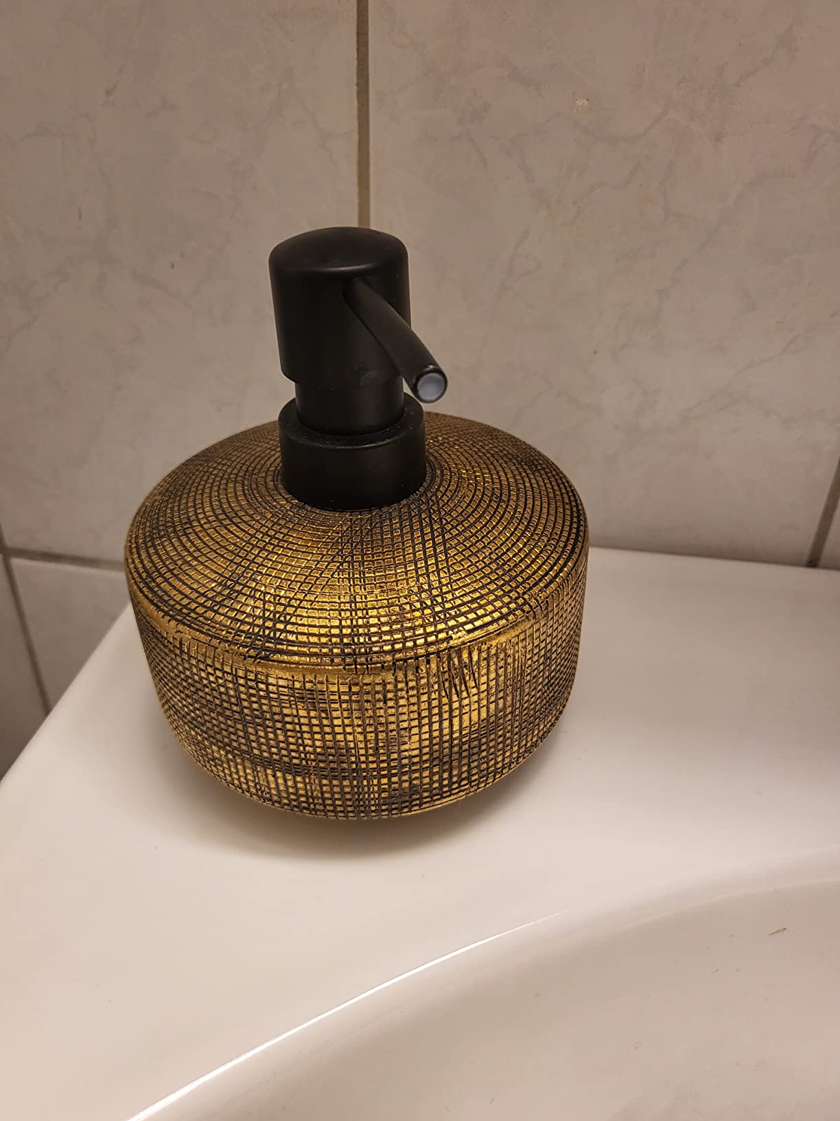 Wenko Rivara dispenser sapone ceramica oro 400 ml