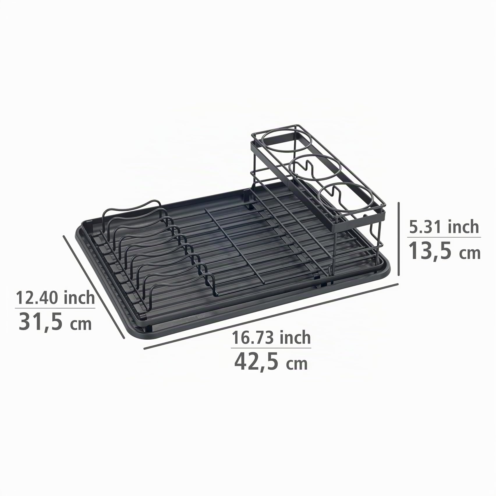 Wenko Amy scolapiatti con portabottiglie nero 3 pezzi