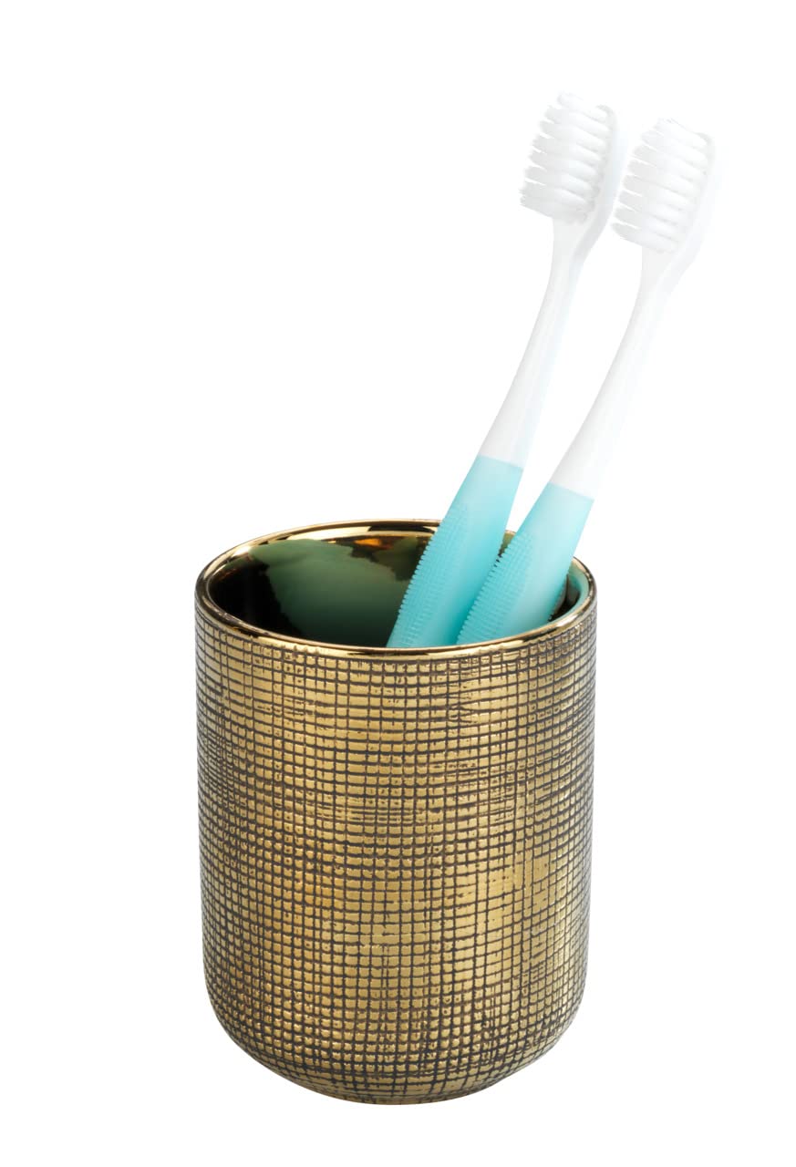 Wenko Rivara Bicchiere Portaspazzolini Ceramica Oro