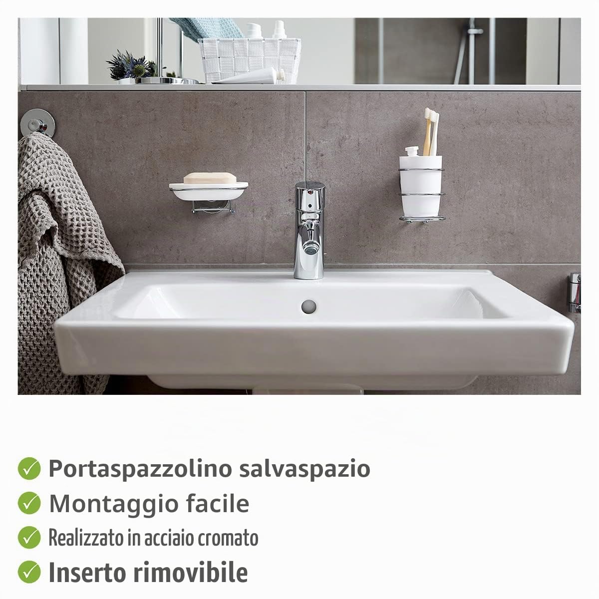 Wenko Vacuum-Loc Milazzo bicchiere portaspazzolini cromo