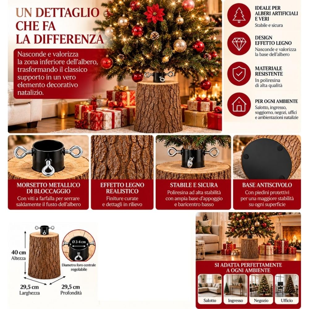 Cecaro Group Base Albero 40 cm Tronco Poliresina Bianco Marrone
