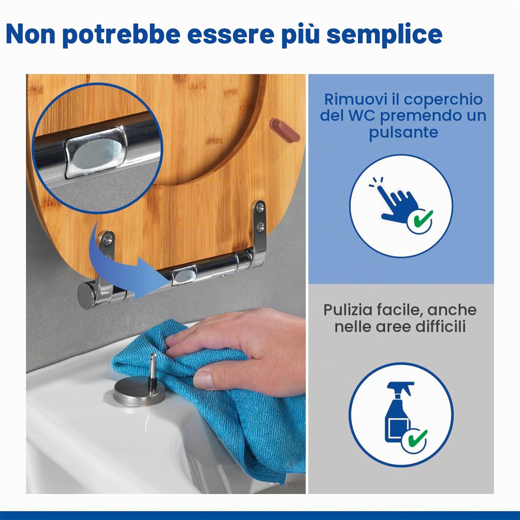 Wenko Bambusa sedile wc bambù easy-close 34,5 cm