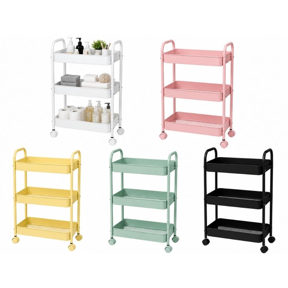 Cecaro Group Carrello 3 Ripiani Metallo Verde Salvia 45x30x78 cm