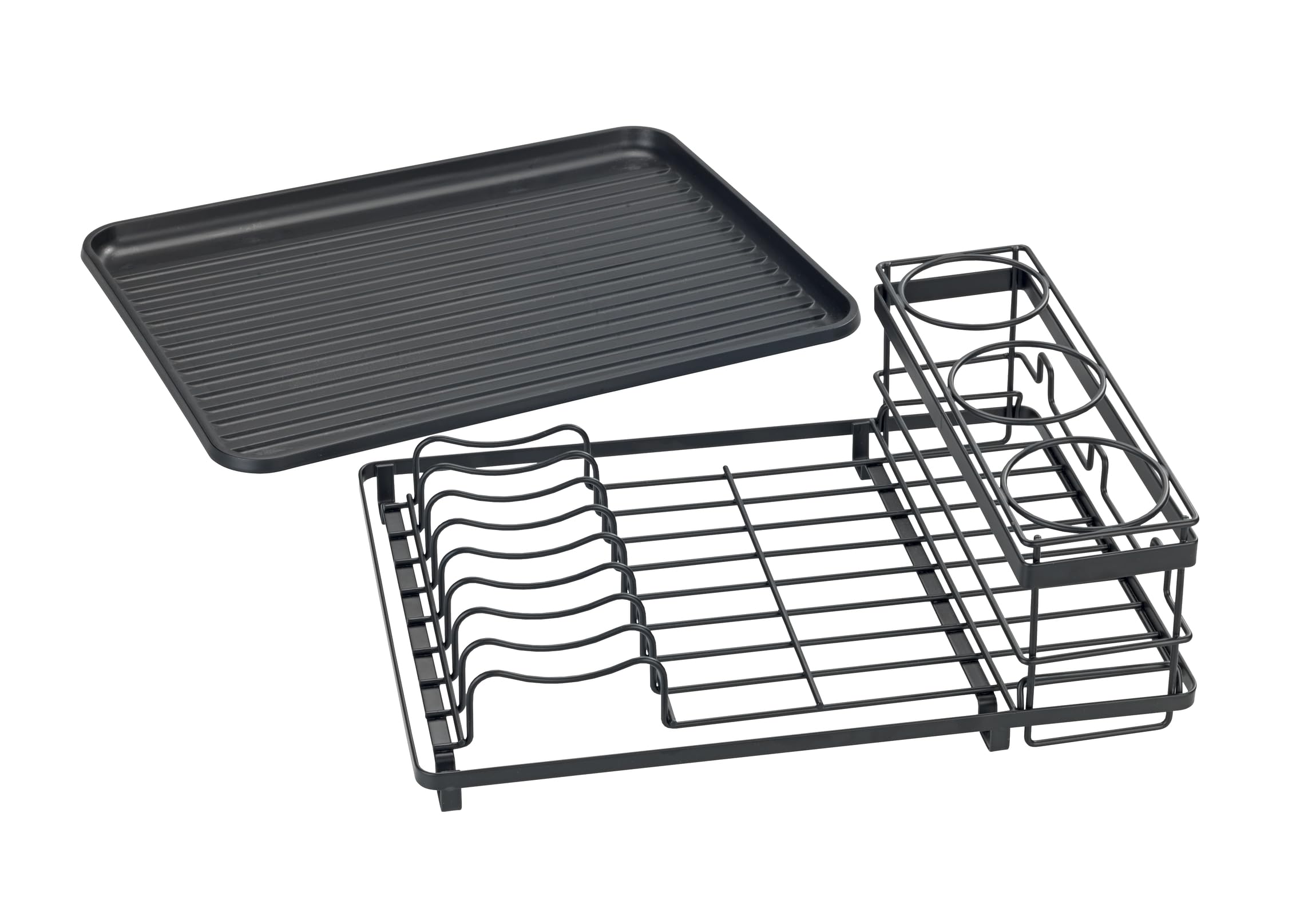 Wenko Amy scolapiatti con portabottiglie nero 3 pezzi