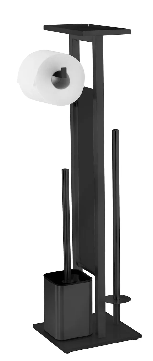 Wenko Debar piantana WC 4 in 1 nera con ripiano
