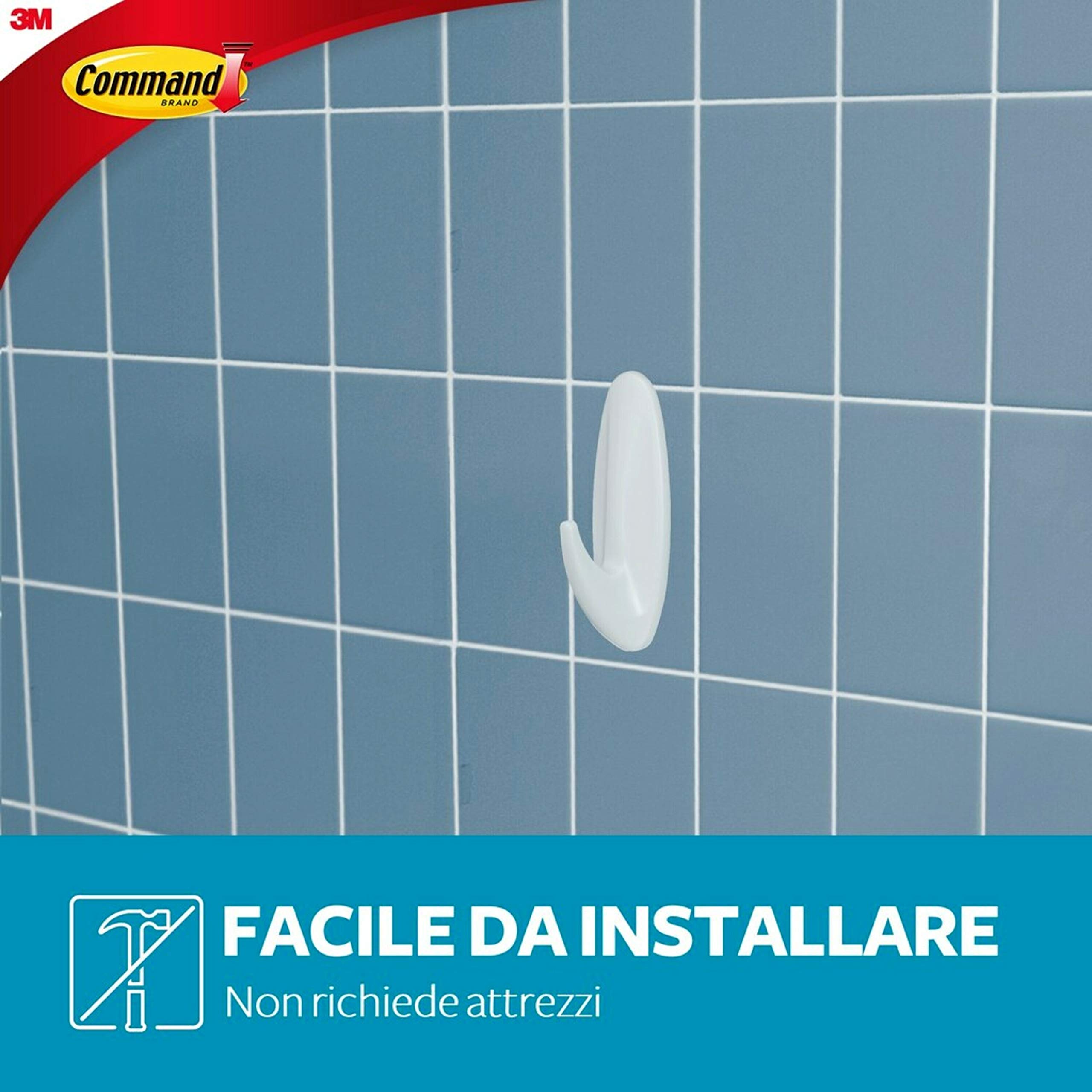 Command Bagno Grande Gancio Adesivo 1 pz 2,2 kg Impermeabile