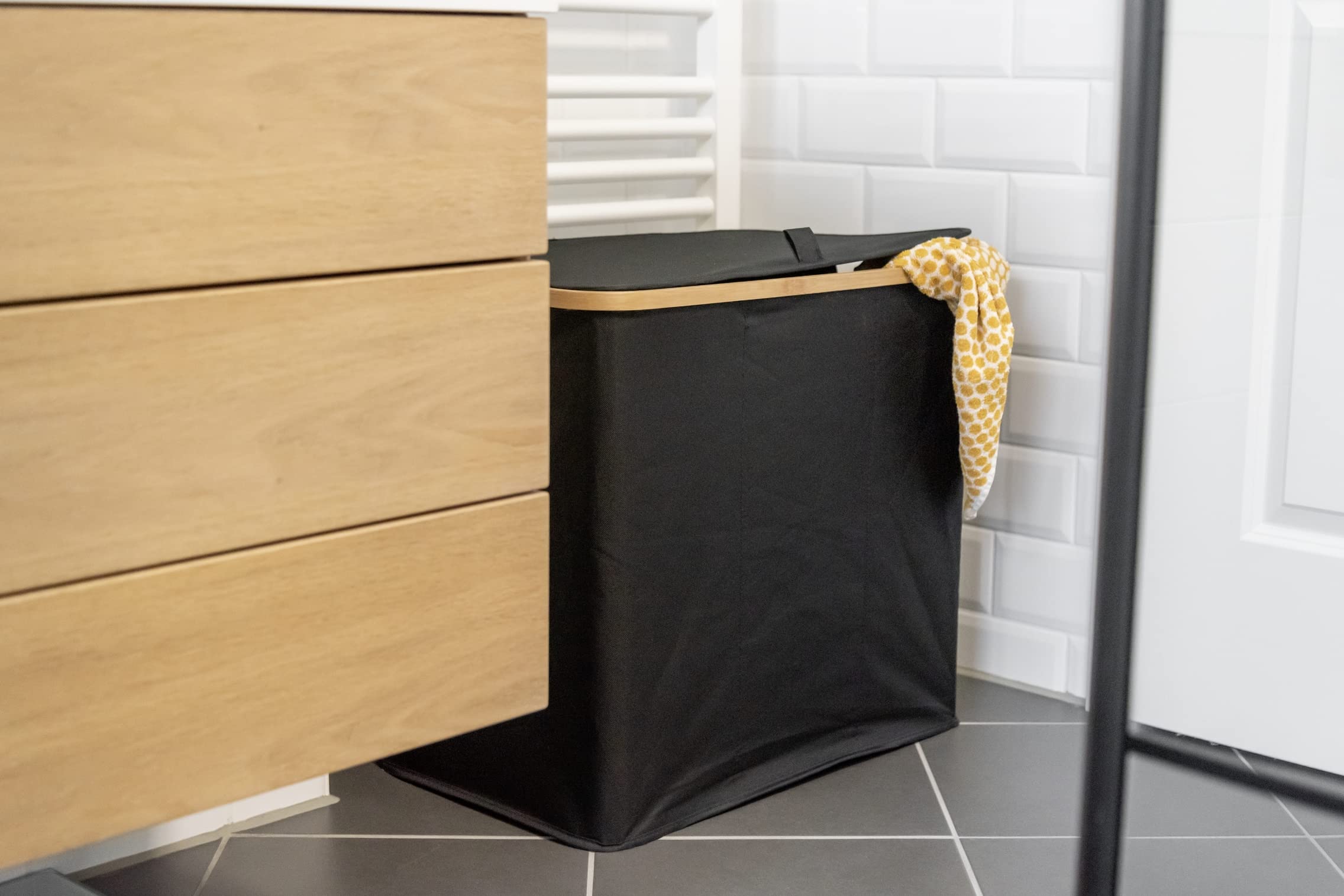 Wenko Ecori Trio cesto portabiancheria naturale 57x50x37