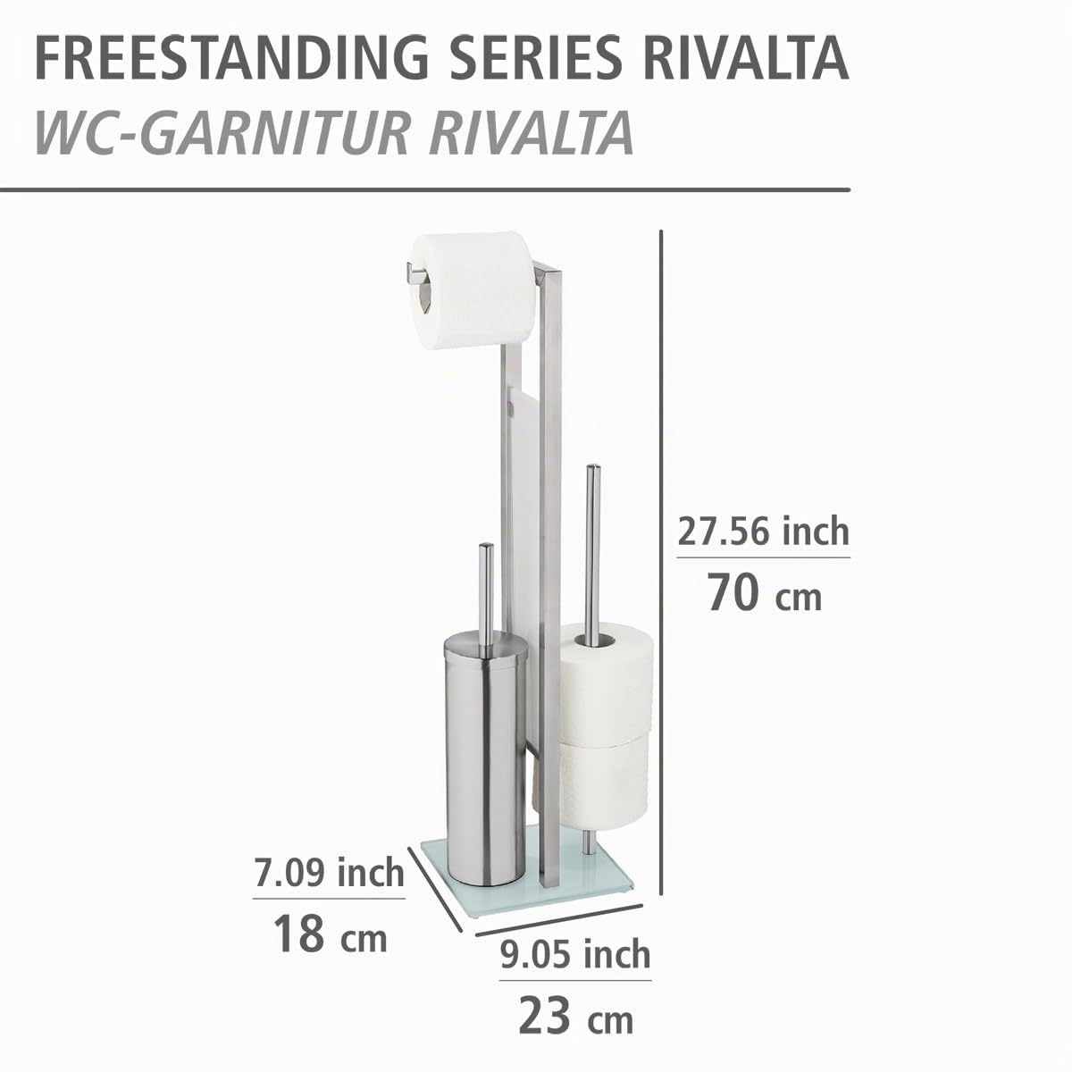 Wenko Rivalta set WC da terra acciaio argento 18x70x23