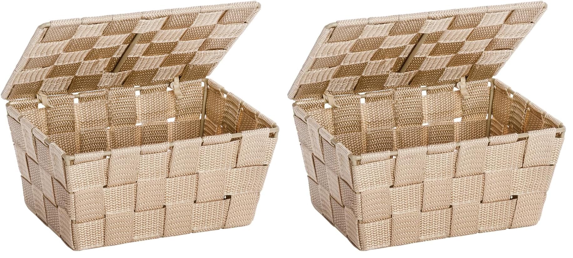 Wenko Adria Cestino Bagno con Coperchio Beige 19x10x14 cm