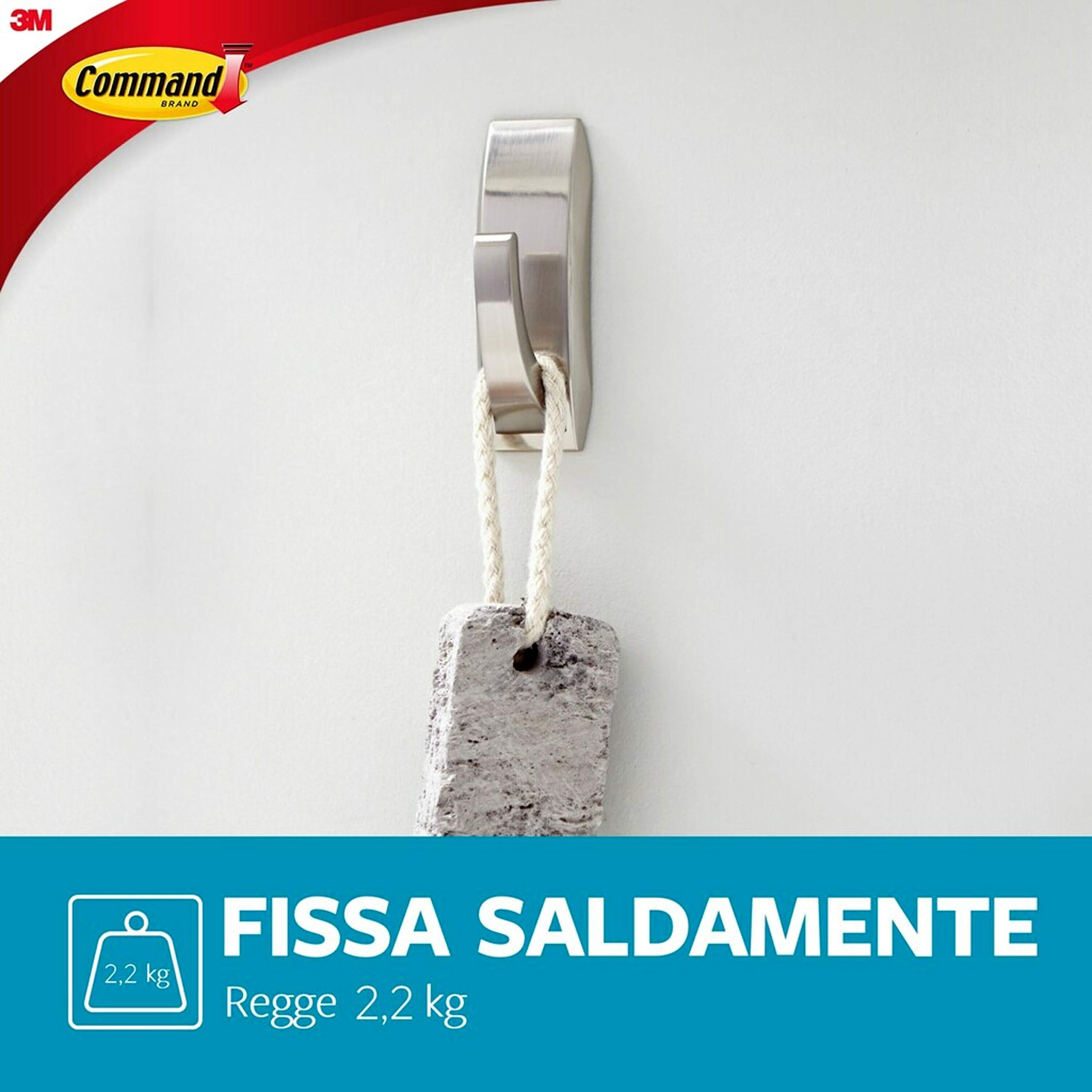 Command Gancio Adesivo M Bianco 1 Pezzo Senza Forare