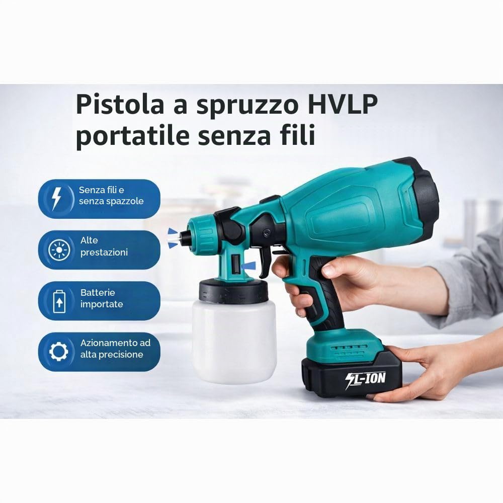 Cecaro Group Pistola a Spruzzo 48V 800 ml 3 Getti Senza Filo