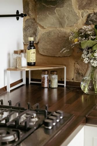 Wenko Louisa mensola angolare cucina bianco 30x30 acacia