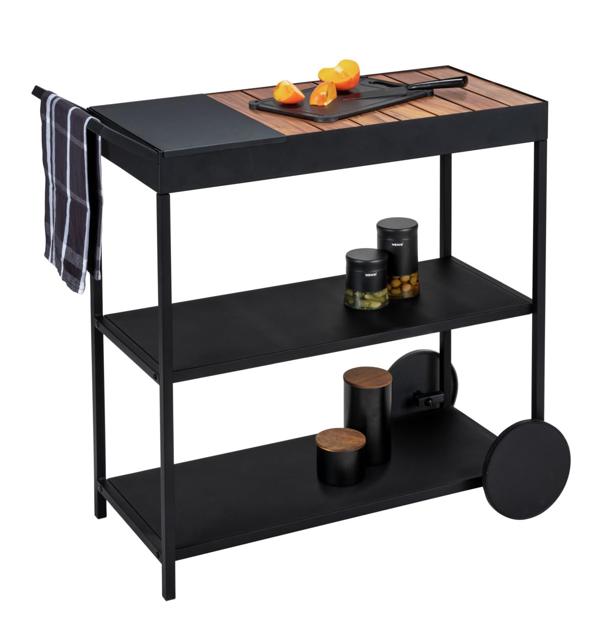 Wenko Miro carrello servizio nero 80x98x40 con ruote