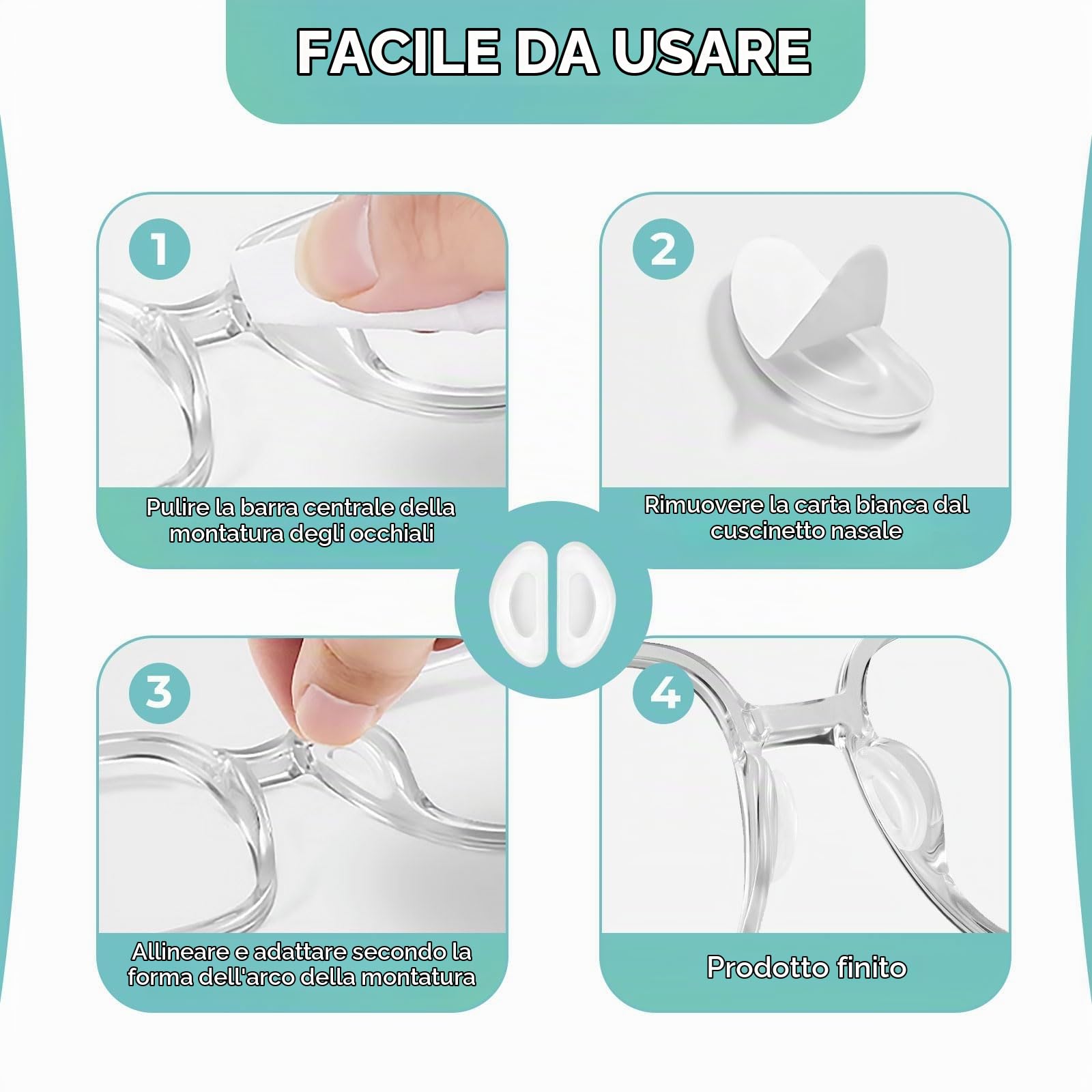 Quelcc Naselli Occhiali Silicone Trasparenti 20 Paia