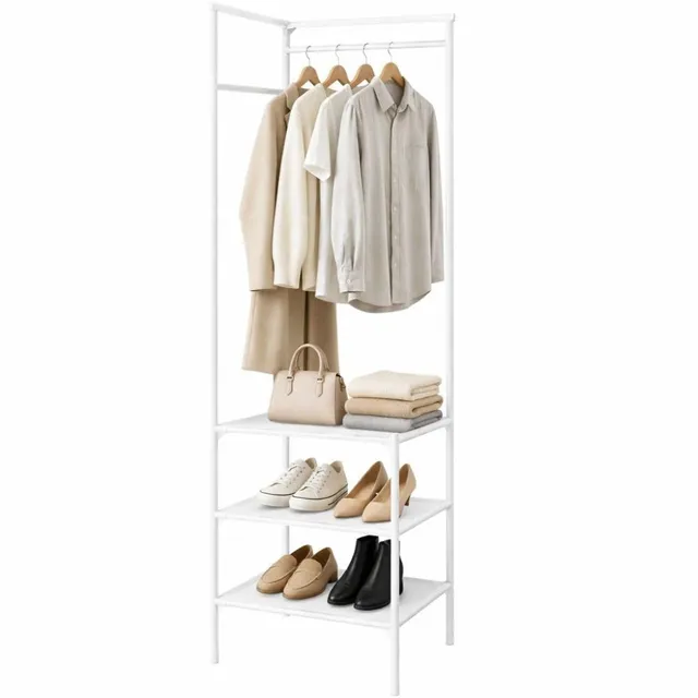 Cecaro Group Angolare appendiabiti 180x45x45 cm bianco 3 ripiani