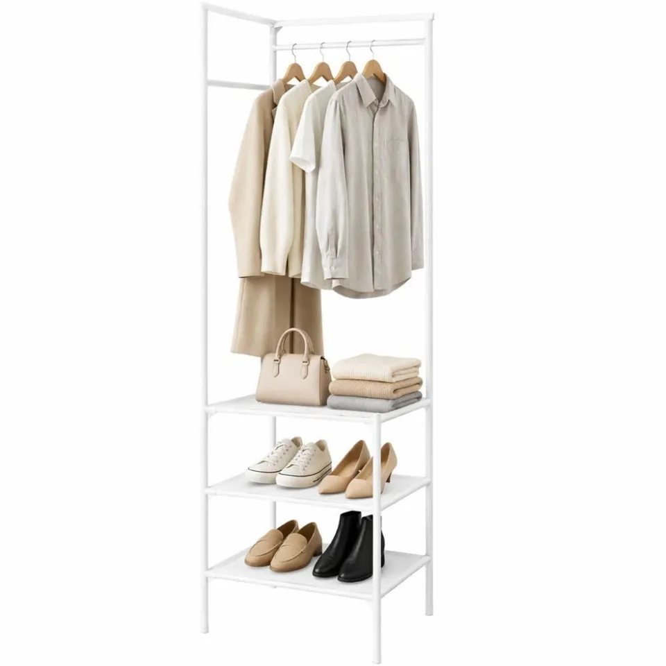Cecaro Group Angolare appendiabiti 180x45x45 cm bianco 3 ripiani