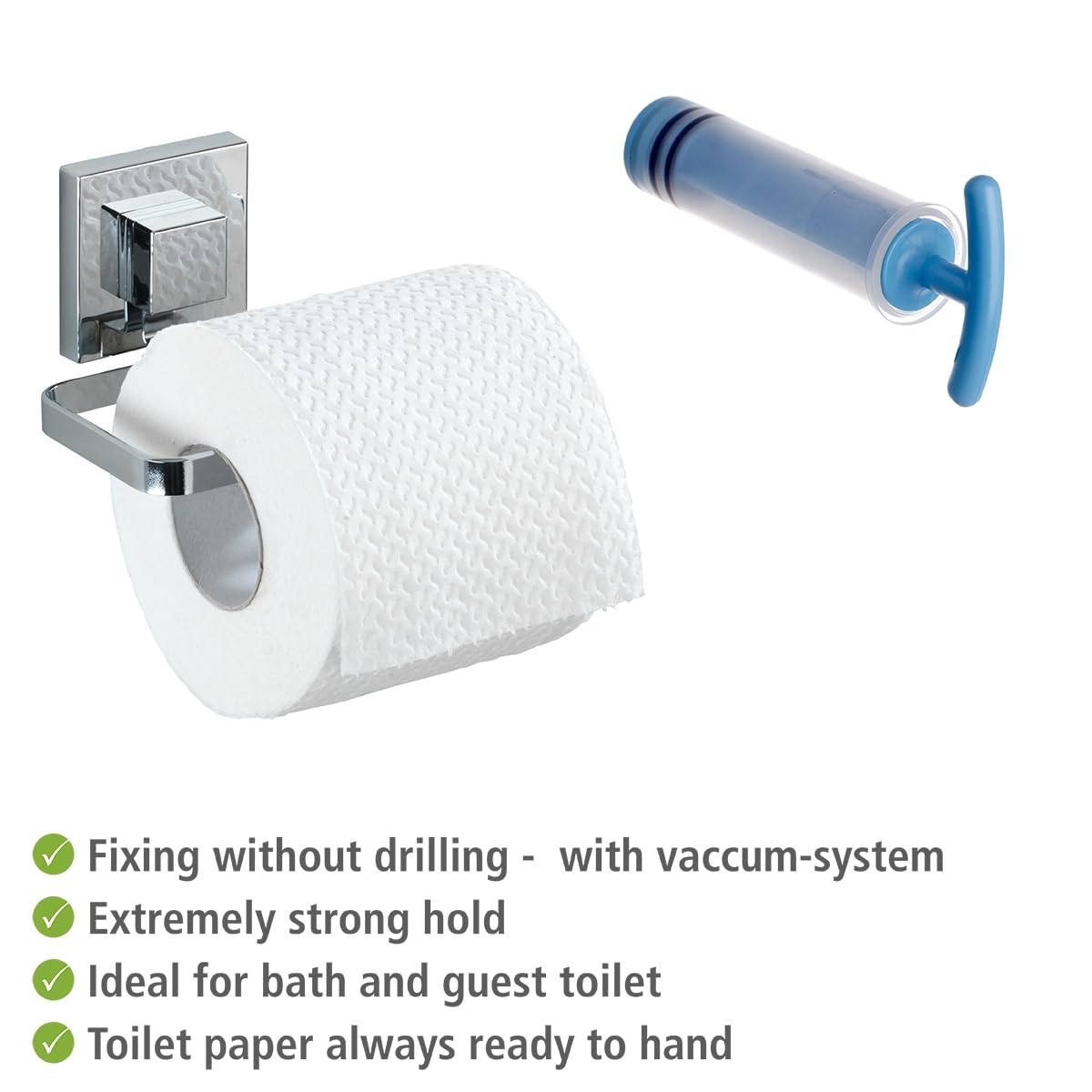 Wenko Quadro Vacuum-Loc Portarotolo Argento Acciaio