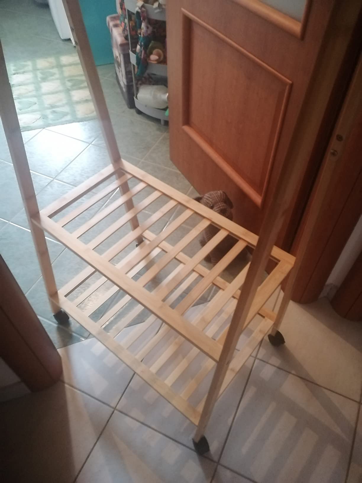 Wenko Honolulu appendiabiti bambu con rotelle 76 cm