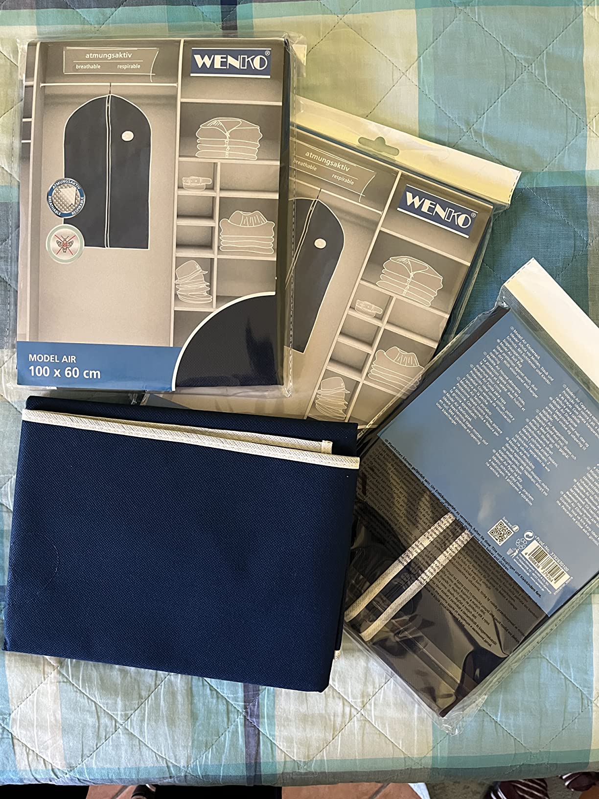Wenko Air custodia abiti 150x60 cm blu traspirante