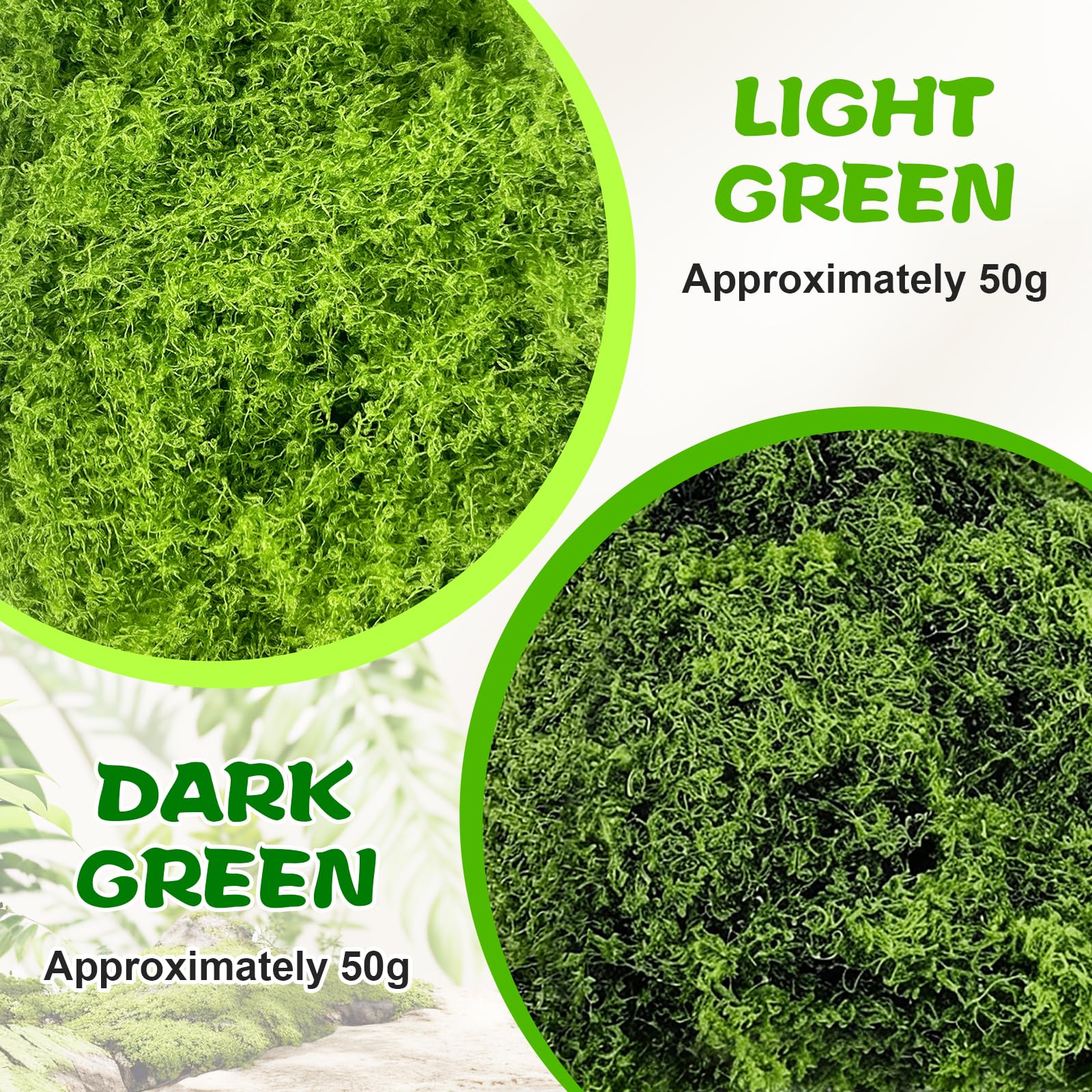 Quelcc Muschio Finto Stabilizzato 100g Verde Chiaro Scuro