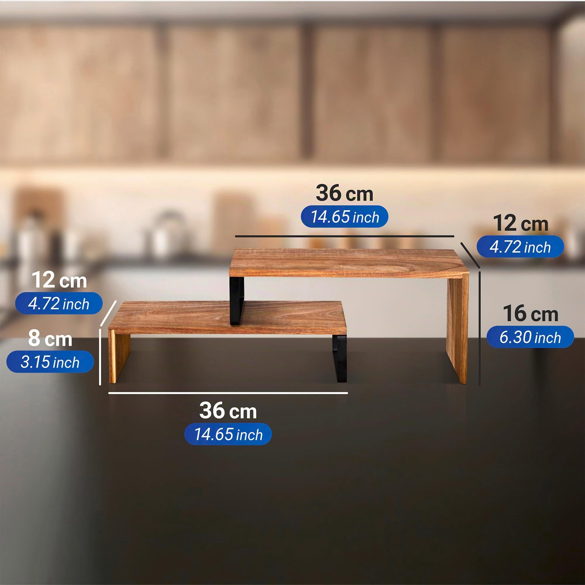 Wenko Vali Mensola Cucina Acacia 2 Pezzi