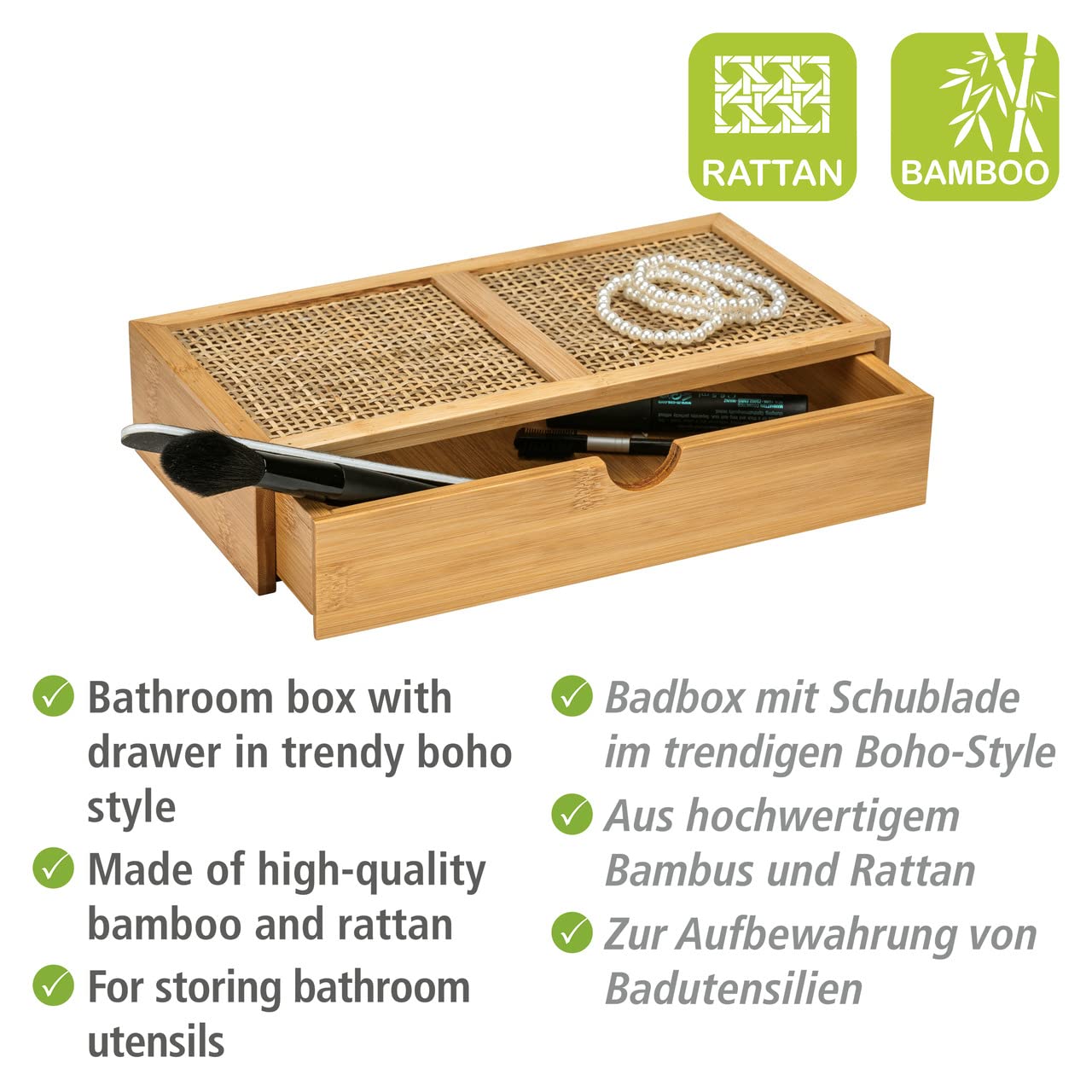 Wenko Allegre box bagno bambù rattan 28 cm