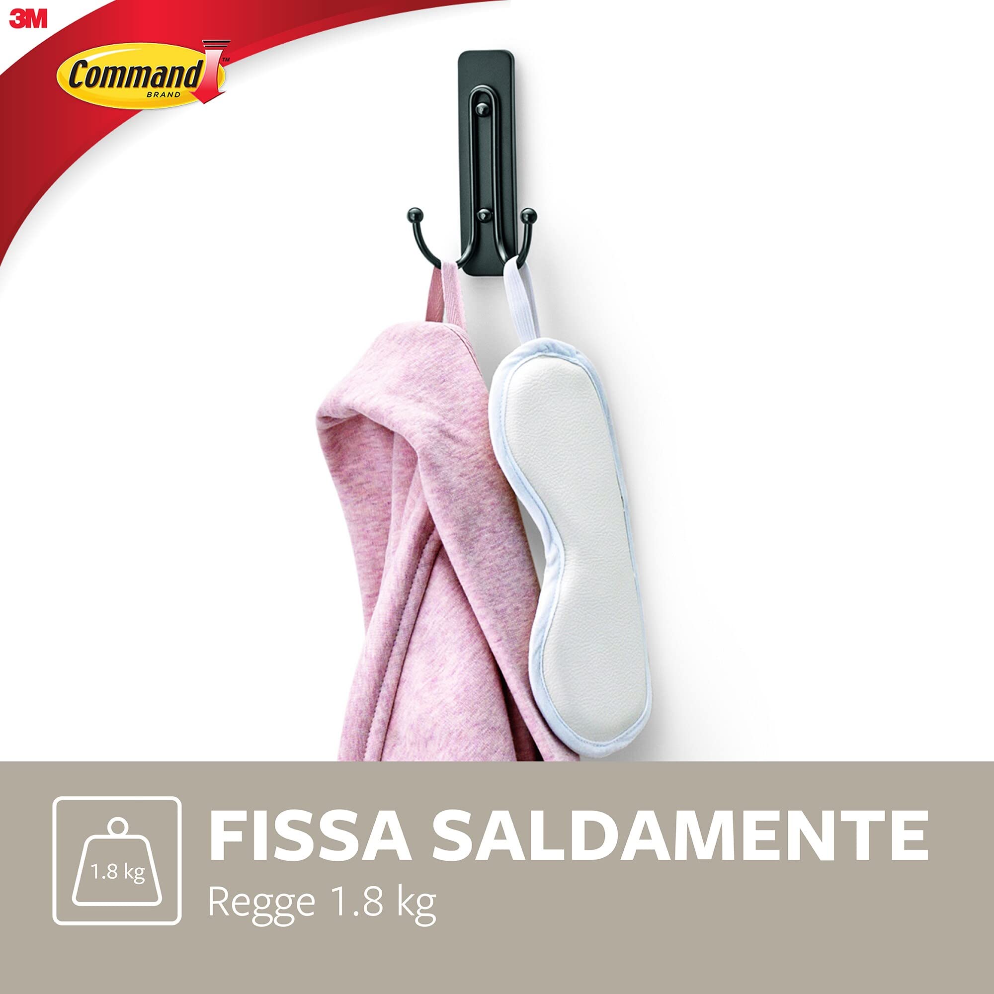 Command 17036B gancio adesivo doppio large nero opaco