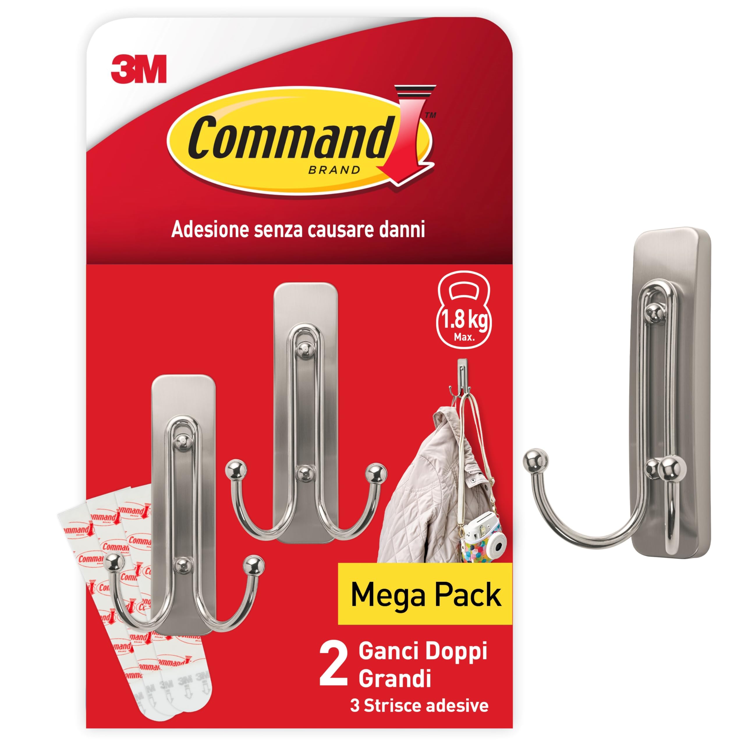 Command Ganci Doppi Grandi Nichel 1,8 kg 2 Pezzi