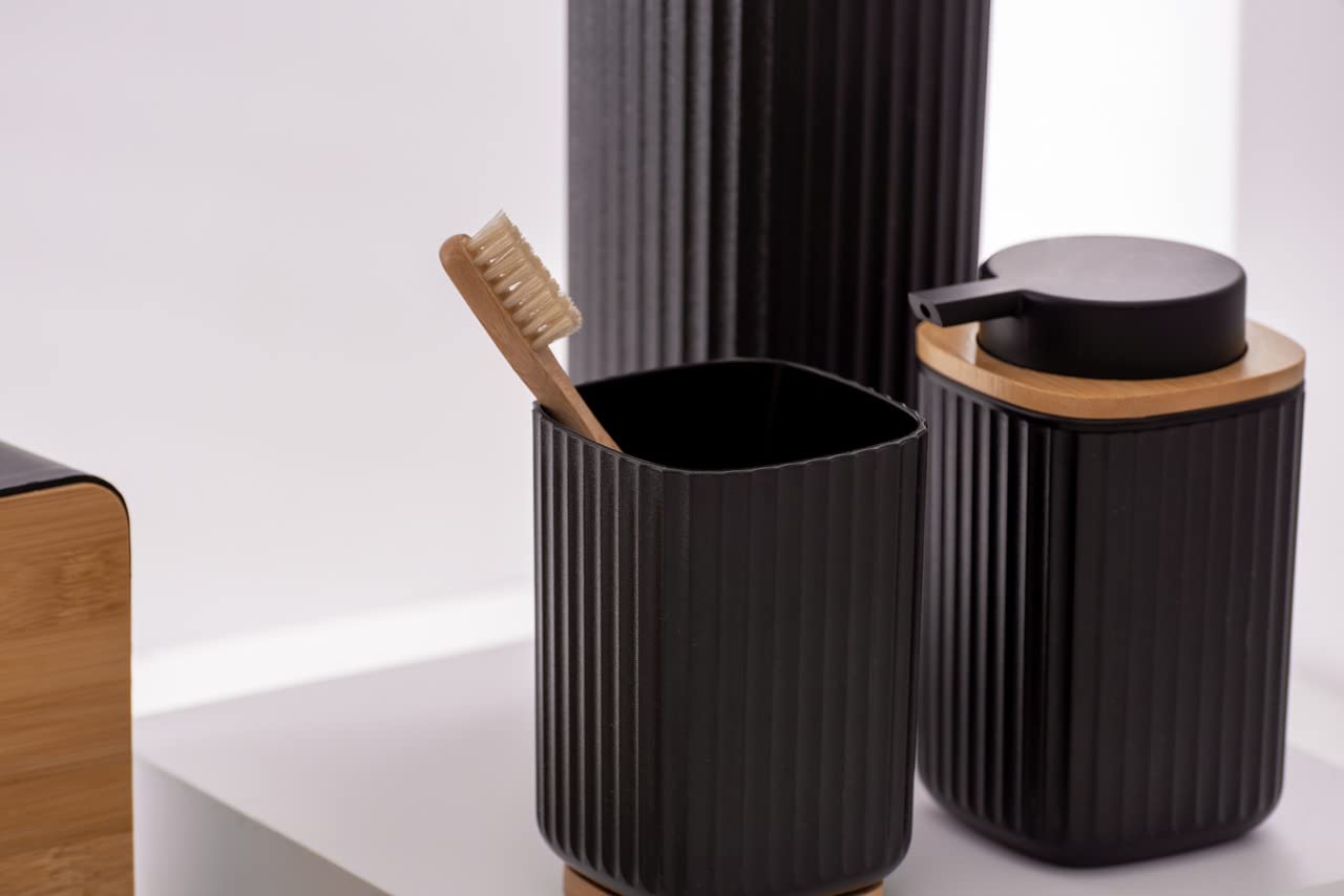 Wenko Rotello scopino WC nero naturale con portascopino