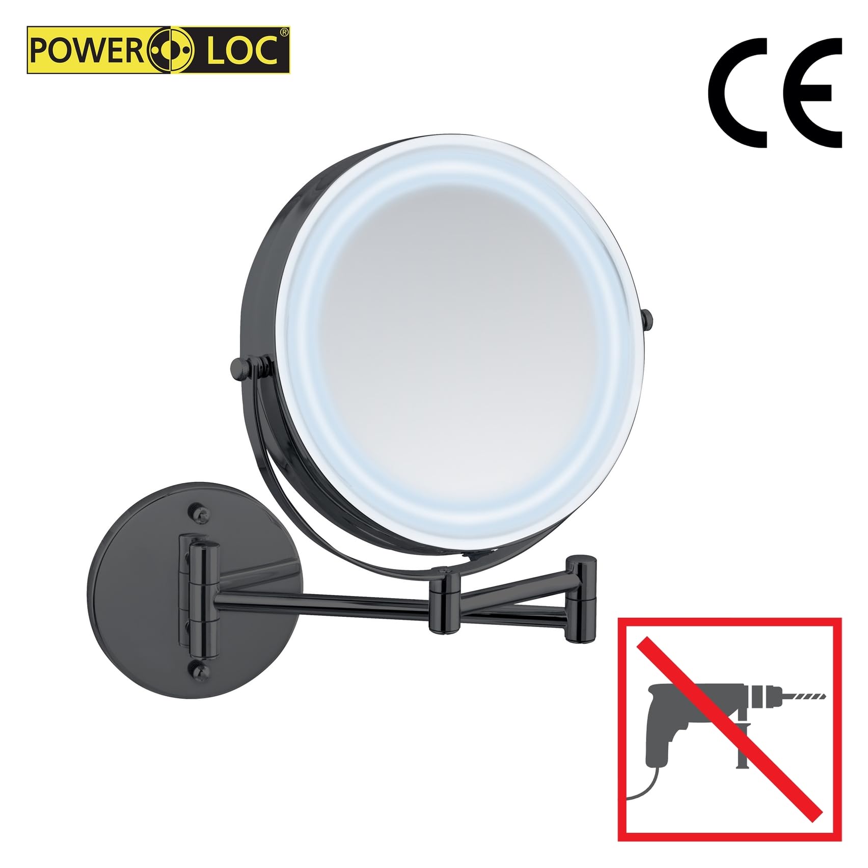 Wenko Power-Loc Lumi specchio LED parete 5x 17,5 cm