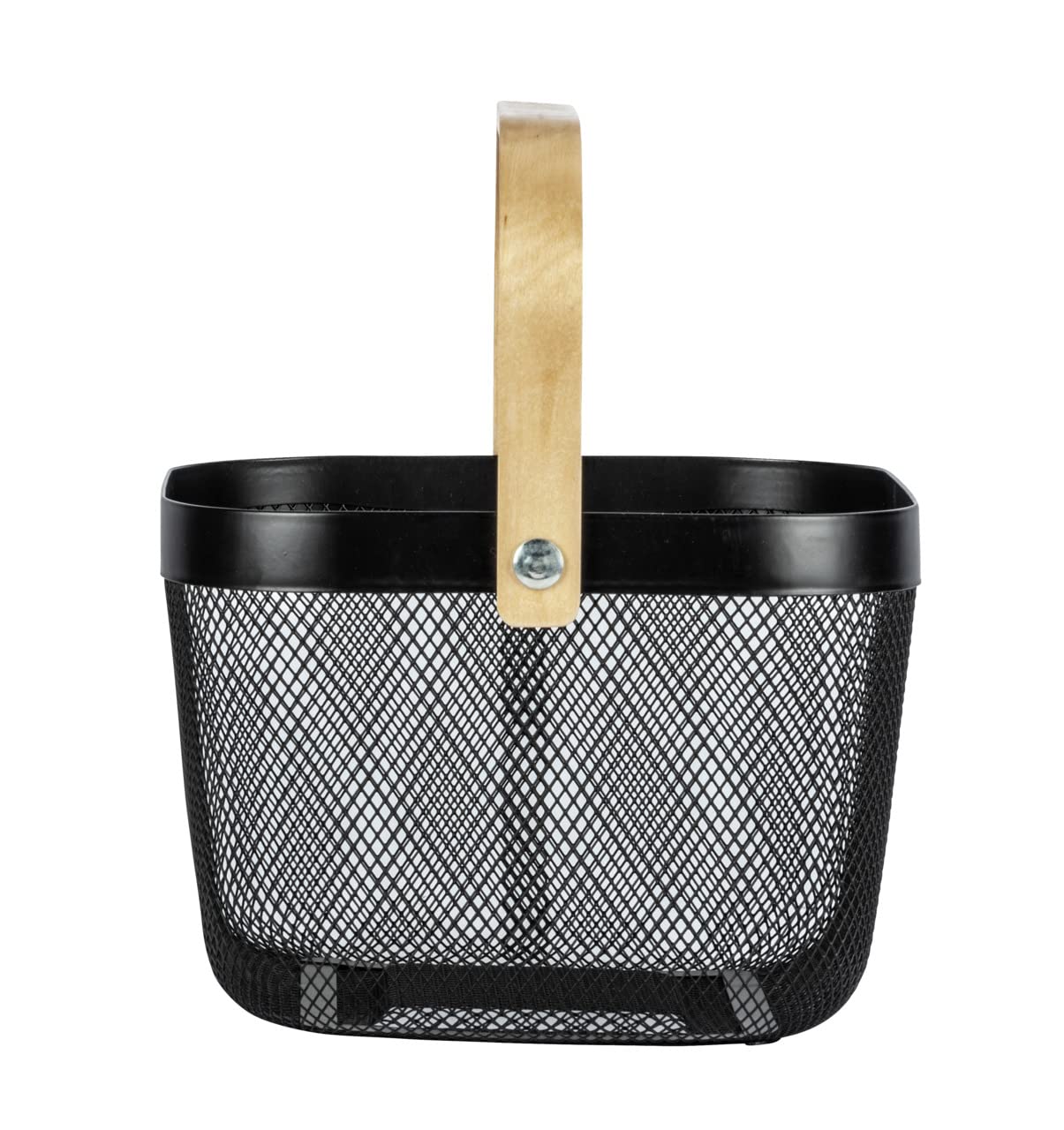 Wenko Bambusa Cesto Bagno Nero 25x17 cm Manico Bambù