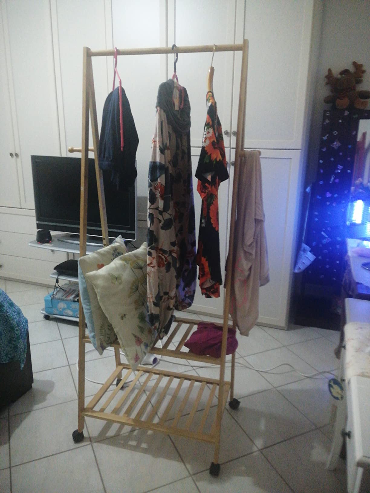 Wenko Honolulu appendiabiti bambu con rotelle 76 cm