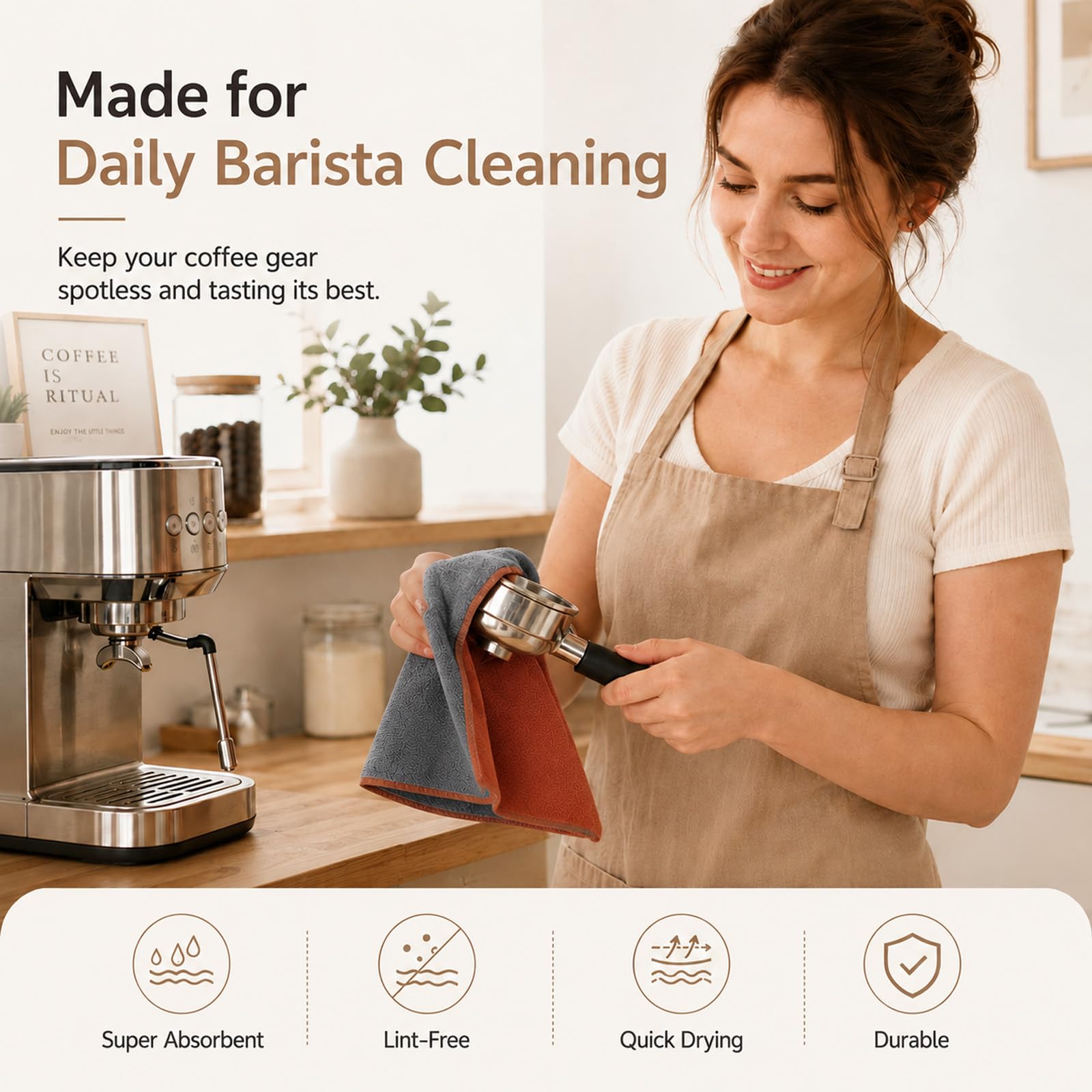 Quelcc Barista Strofinacci Microfibra 30x30 cm Set 4 Pezzi Assorbenti