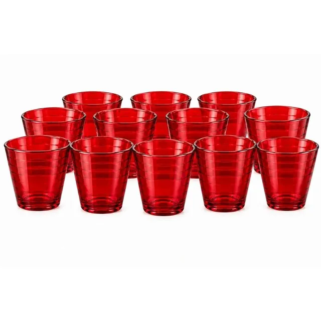 Cecaro Group set bicchieri rossi vetro 250 ml 12 pezzi linee