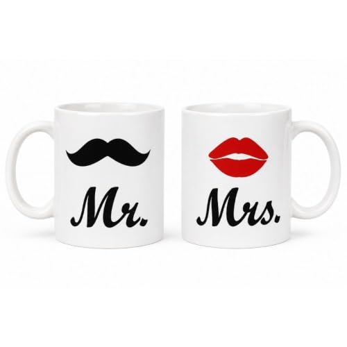 Cecaro Group Set 2 Mug Mr Mrs 325 ml Ceramica Baffo Bocca
