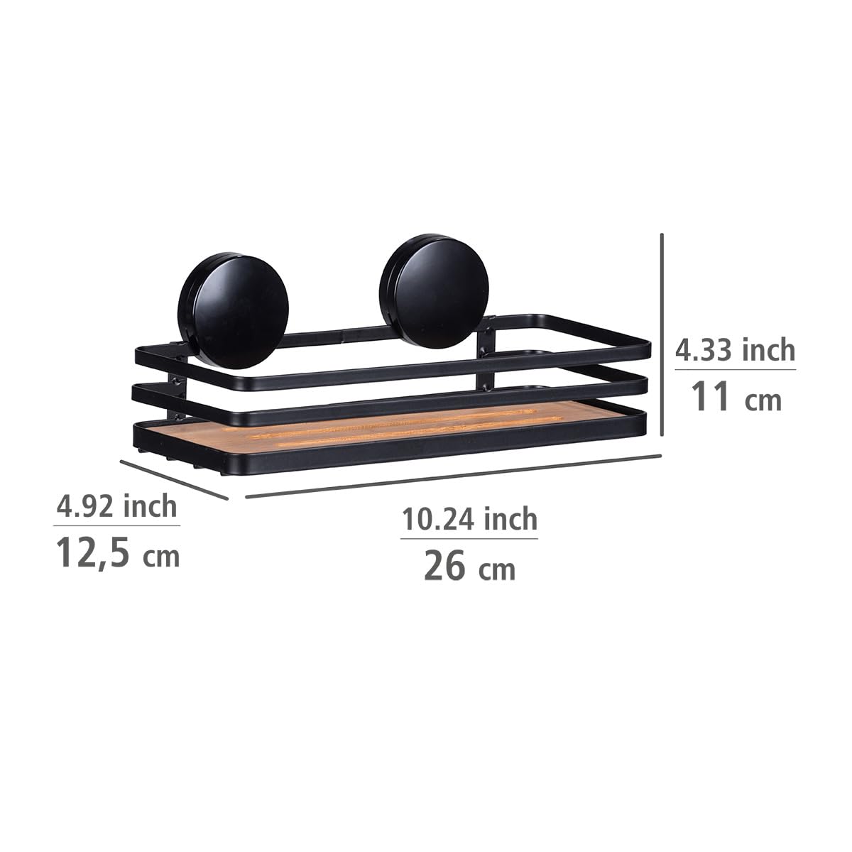 Wenko Alba Static-Loc Plus mensola bagno nero bambù 26,5 cm