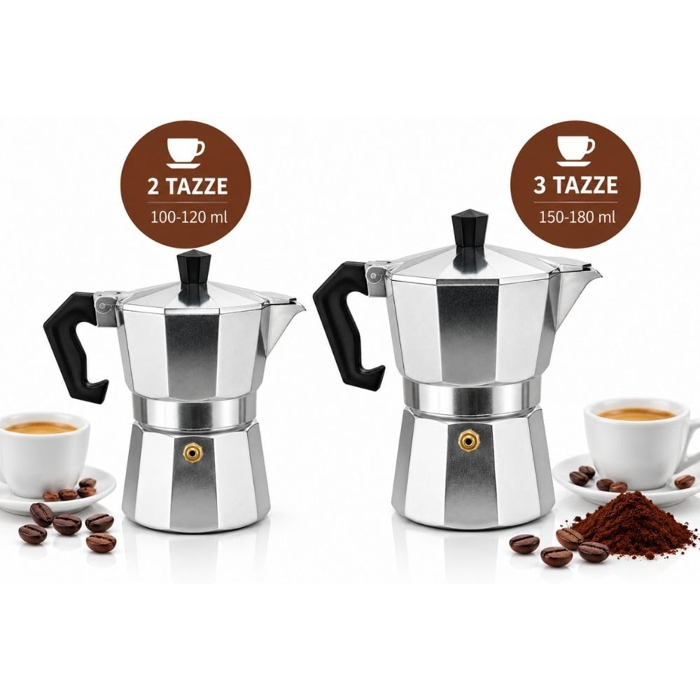 Cecaro Group Moka Alluminio Gas 2-3 Tazze Antigoccia