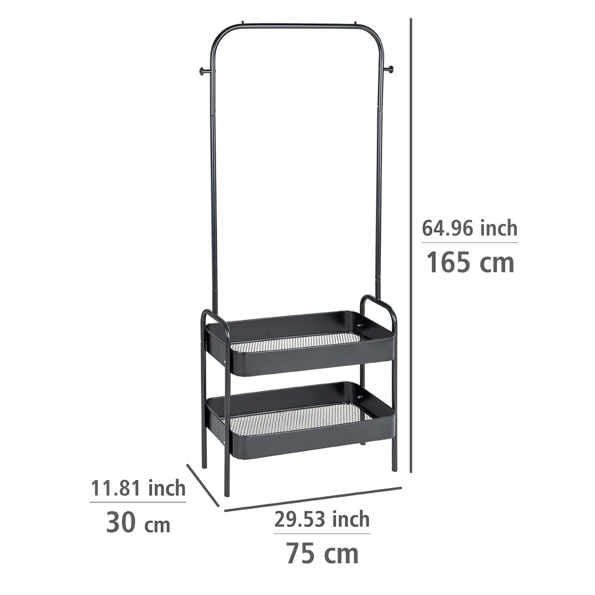 Wenko Kali 69795800 Appendiabiti Stretto Nero con 2 Cesti