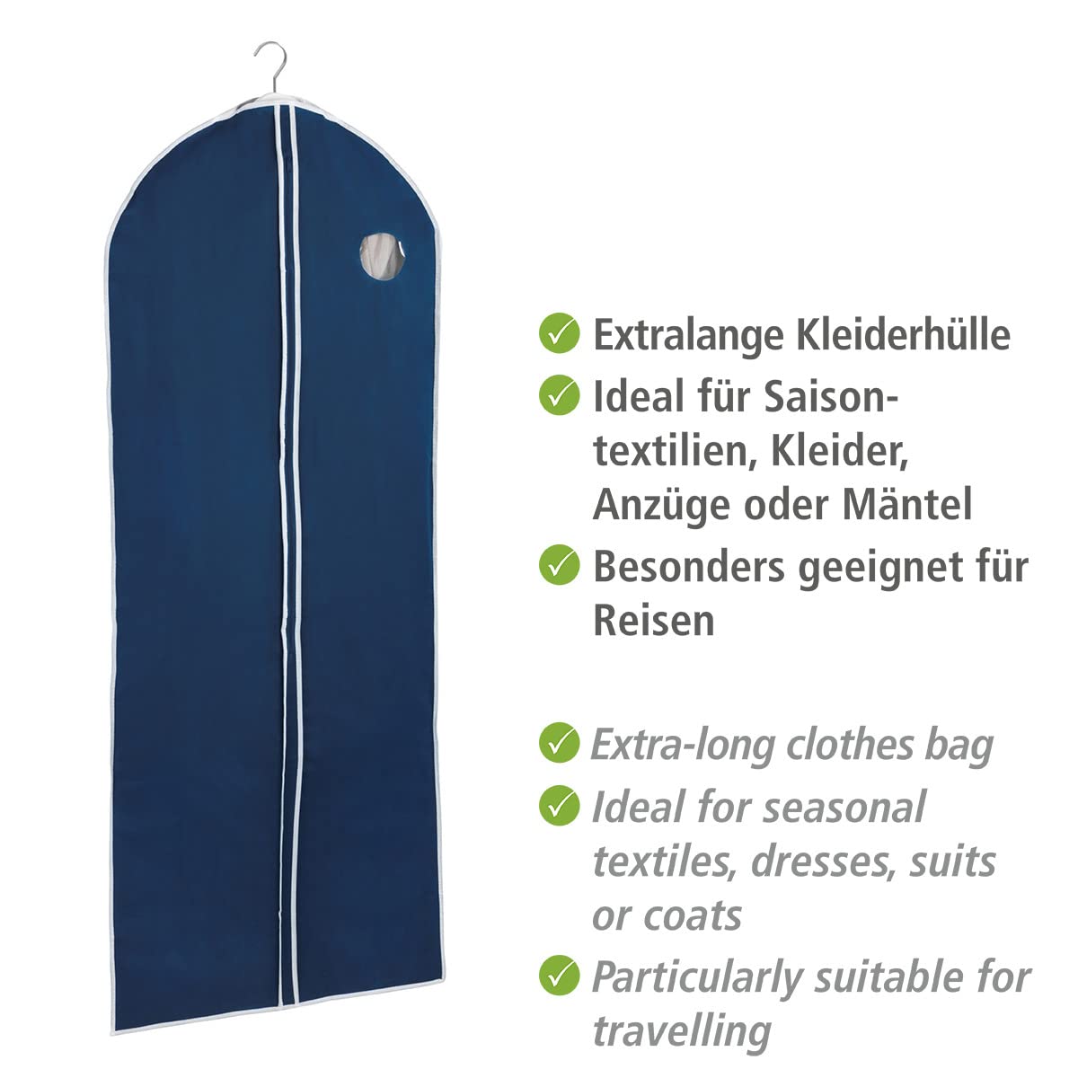 Wenko Air custodia abiti 150x60 cm blu traspirante
