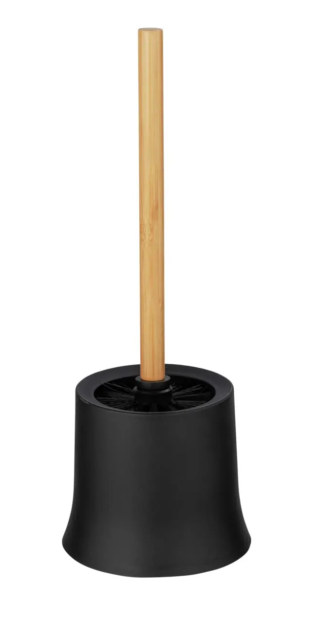 Wenko Bambusa Set WC Portascopino Nero Naturale Ø14x38 cm